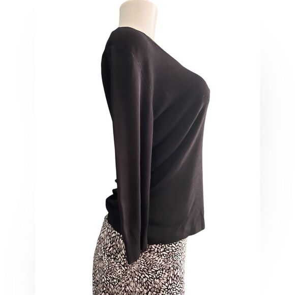 Joseph A Vintage Black Textured Long Sleeve Crewneck Too Size XL - Picture 4 of 6